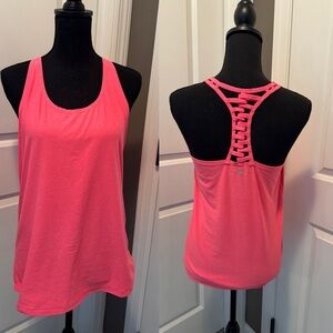 Reflex Coral Pink Tank Top with Lattice Back